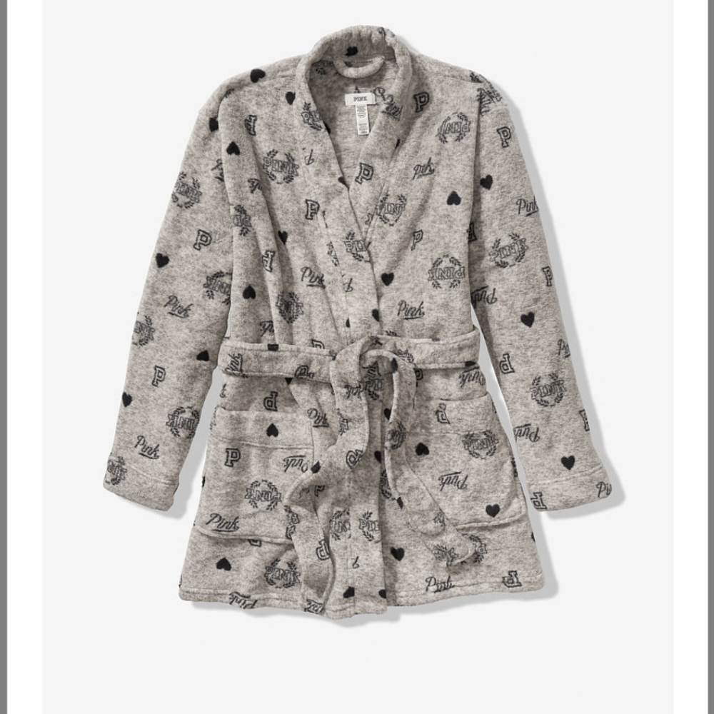 Pink Victoria's secret Gray Teddy Robe xs/s - Picture 2 of 3
